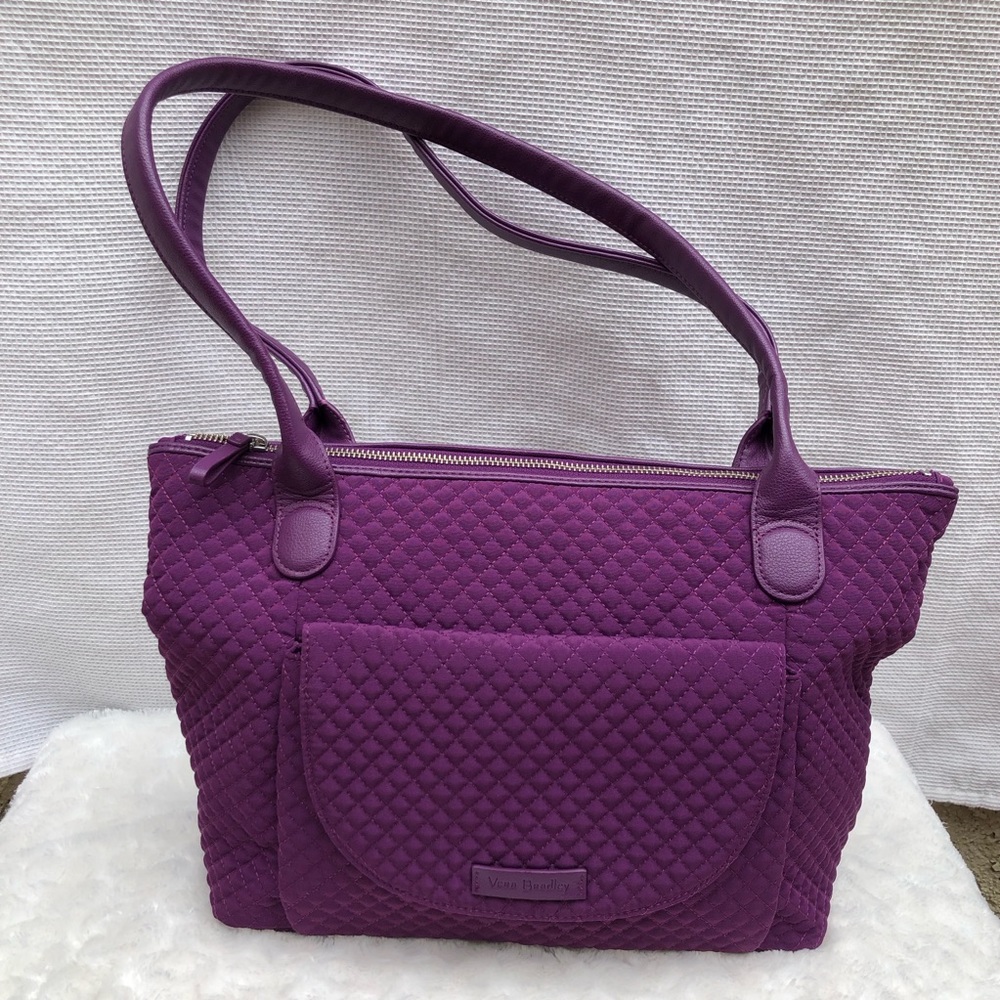 Vera Bradley Quilted Carson North South Tote Bag in Gloxinia Purple